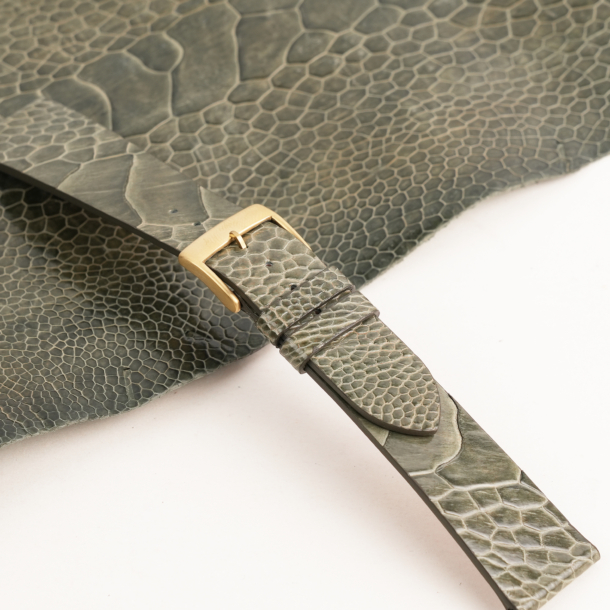 Vintage Olive Ostrich Leg Leather Watch Strap - Image 4