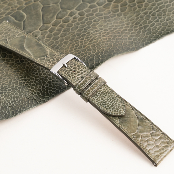 Olive Ostrich Leg Leather Watch Strap - Image 4