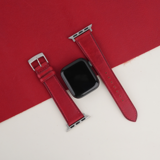 Red Vachetta Leather Apple Watch Band
