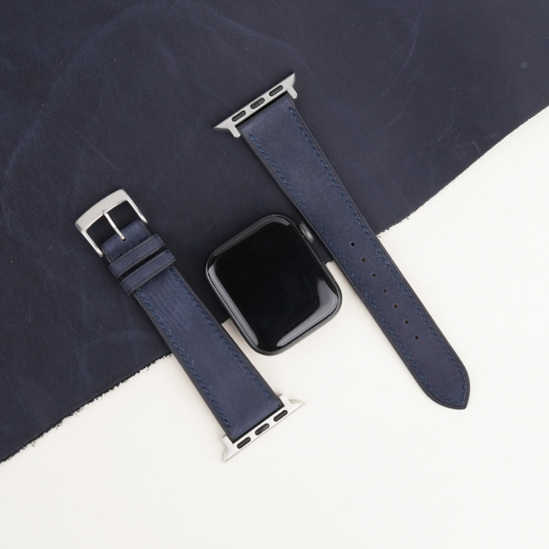 Blue Crazy Horse Leather Apple Watch Band