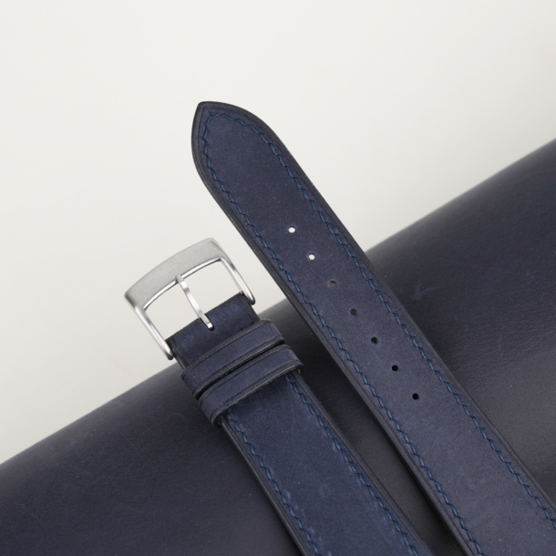 Blue Crazy Horse Leather Watch Strap