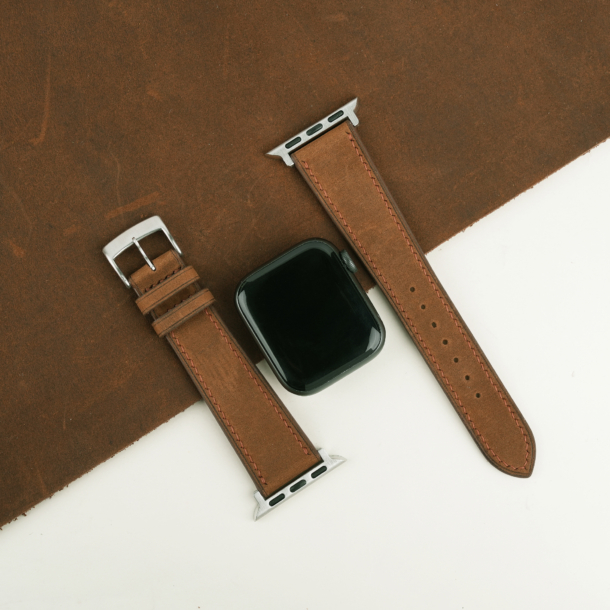 Spanish Brown Crazy Horse Leather Apple Watch Band