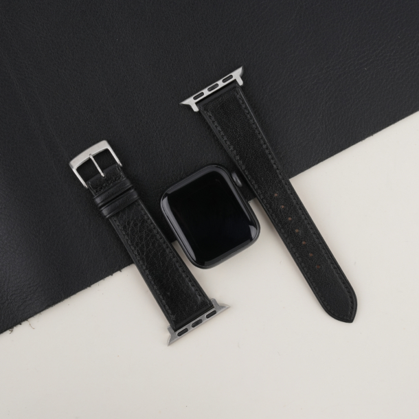 Black Vachetta Leather Apple Watch Band
