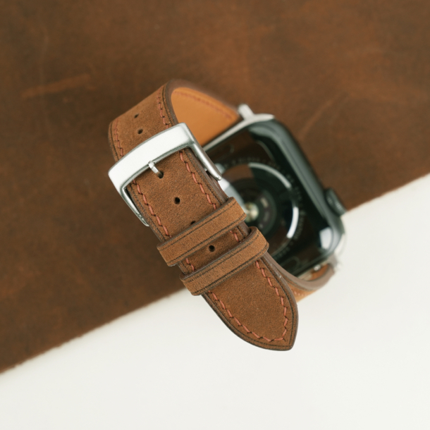 Spanish Brown Crazy Horse Leather Apple Watch Band