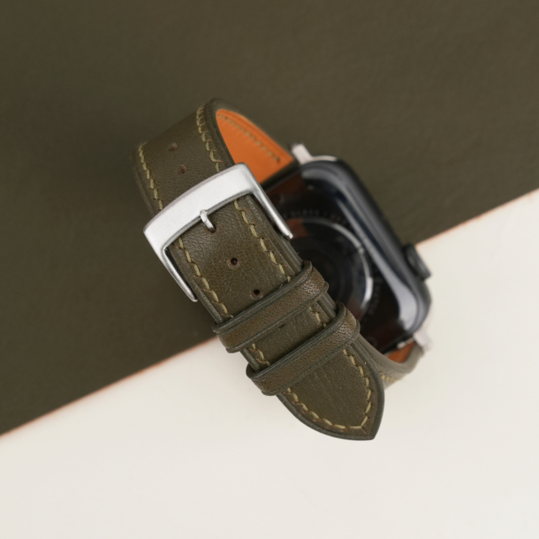 Olive Vachetta Leather Apple Watch Band