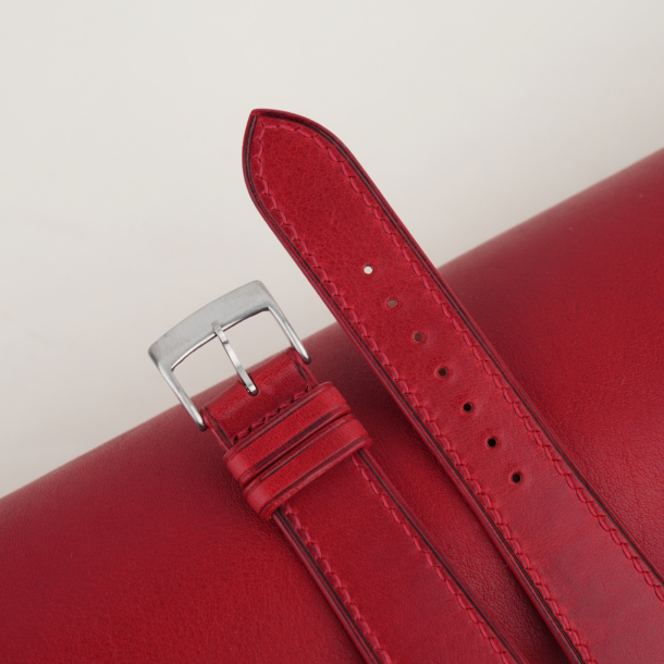 Red Vachetta Leather Watch Strap