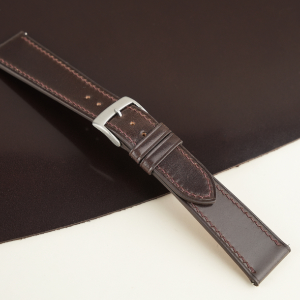 Brown Shell Cordovan Leather Watch Strap