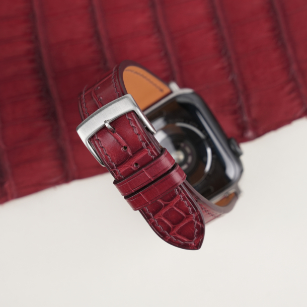 Bordeaux Alligator Leather Apple Watch Band