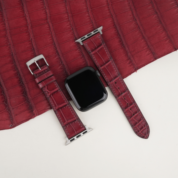 Bordeaux Alligator Leather Apple Watch Band