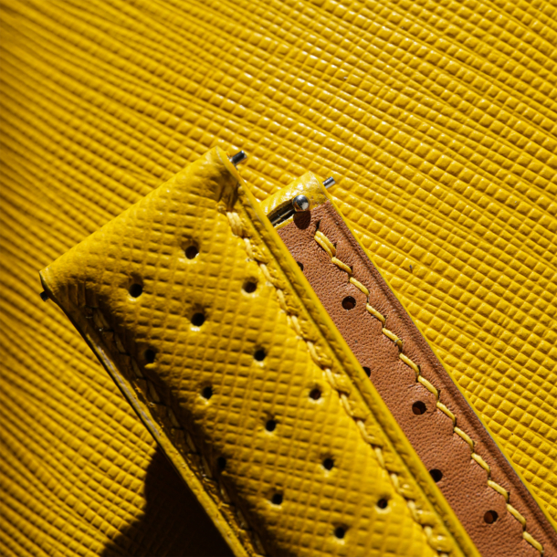 bespoke rally yellow saffiano By Kartik Subramany