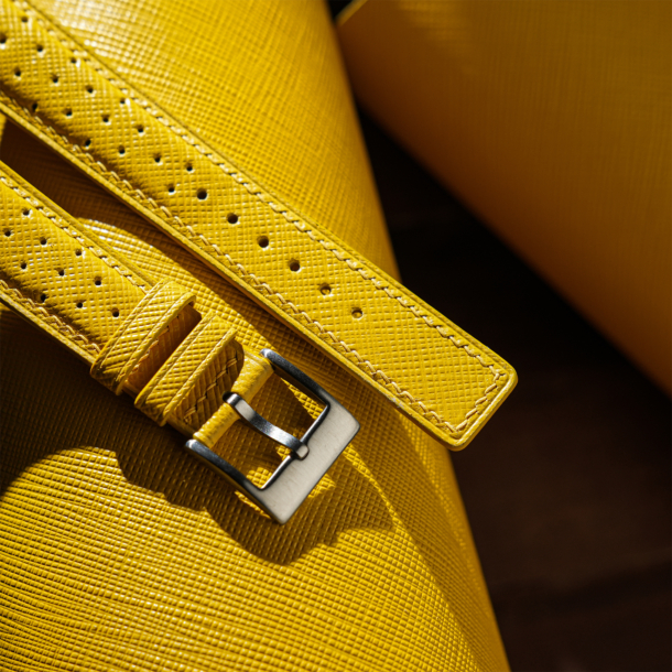 bespoke rally yellow saffiano By Kartik Subramany