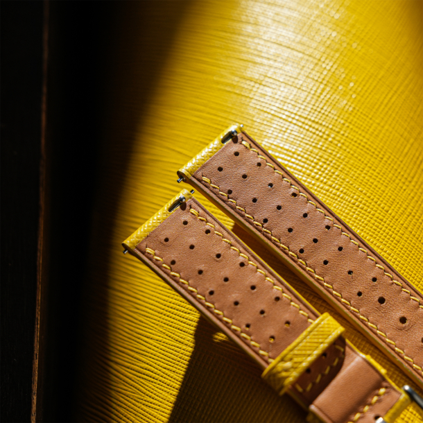 bespoke rally yellow saffiano By Kartik Subramany