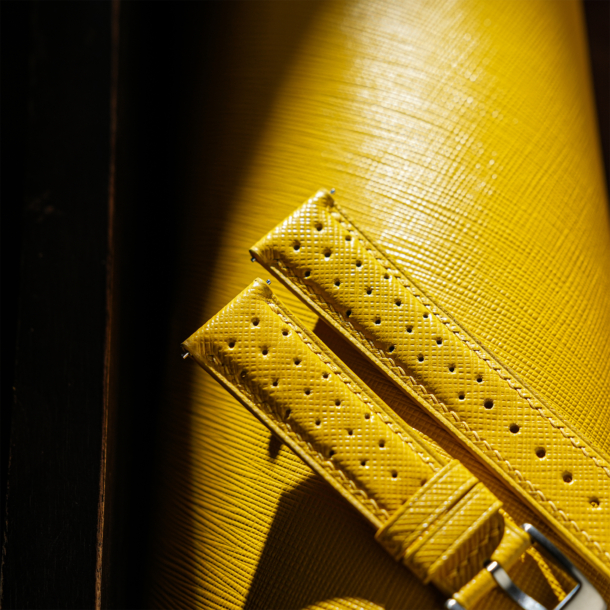 bespoke rally yellow saffiano By Kartik Subramany