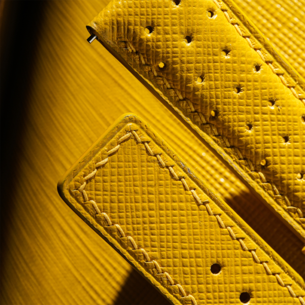 bespoke rally yellow saffiano By Kartik Subramany