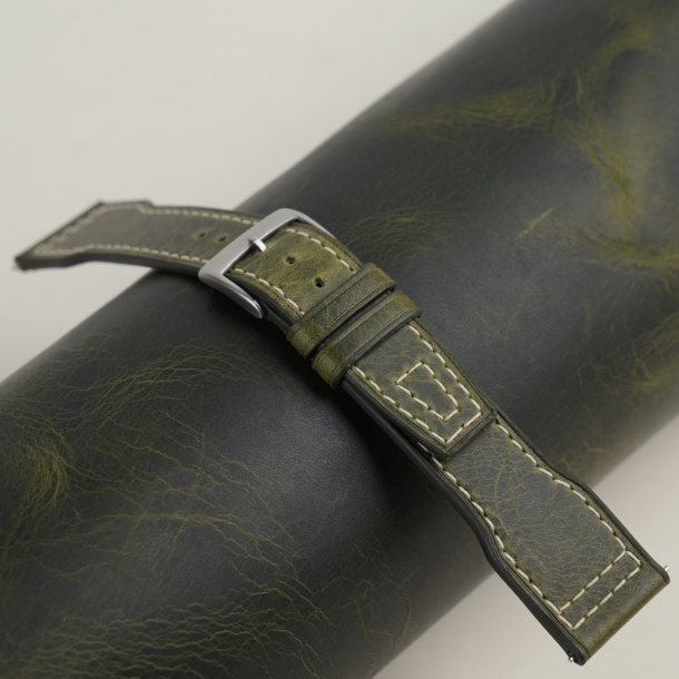 Pilot Olive Badalassi Carlo Waxed Leather Watch Strap