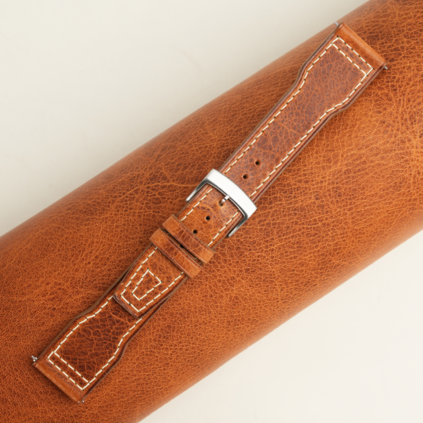 Pilot Golden Brown Badalassi Carlo Waxed Leather Watch Strap