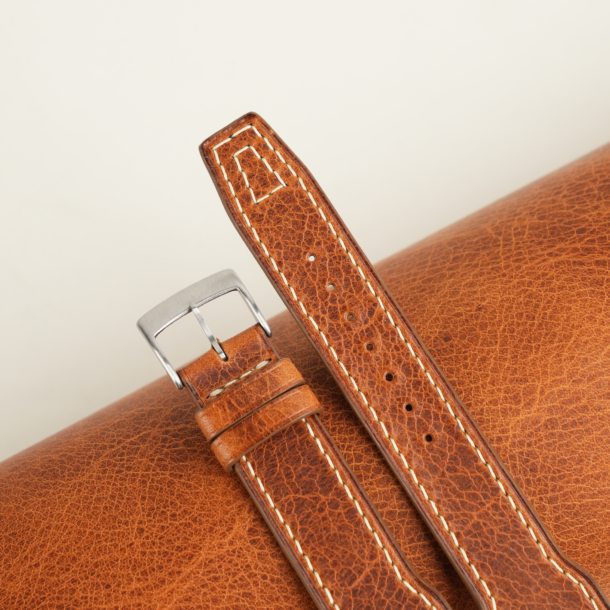 Pilot Golden Brown Badalassi Carlo Waxed Leather Watch Strap