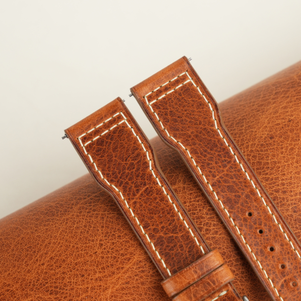 Pilot Golden Brown Badalassi Carlo Waxed Leather Watch Strap