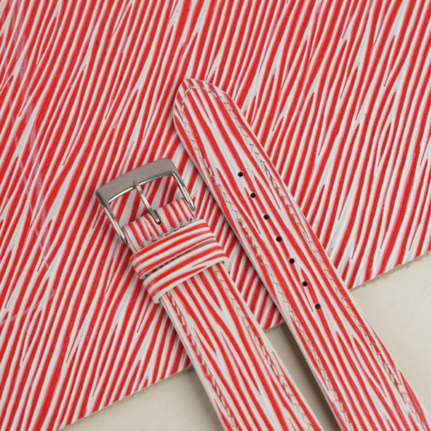 Red White Epi Leather Watch Strap