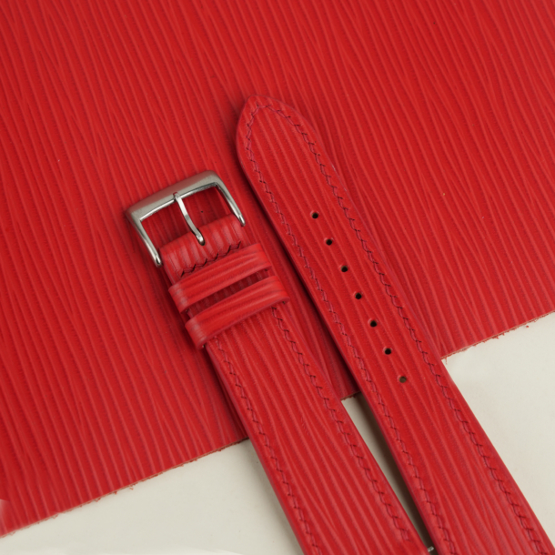 Red Orange Epi Leather Watch Strap