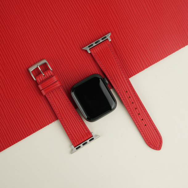 Red Orange Epi Leather Apple Watch Band