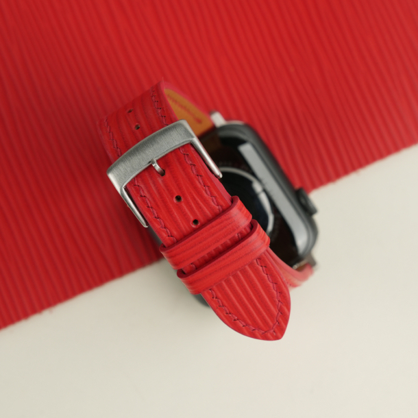 Red Orange Epi Leather Apple Watch Band
