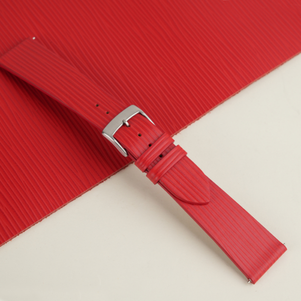 Red Orange Calfskin Watch Strap - Waves Texture