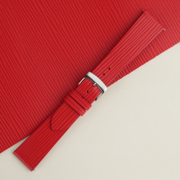 Red Orange Calfskin Watch Strap - Waves Texture