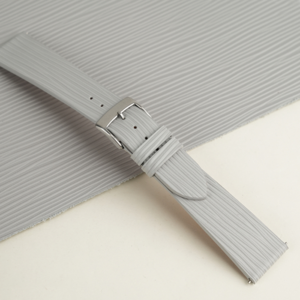 Light Grey Calfskin Watch Strap - Waves Texture