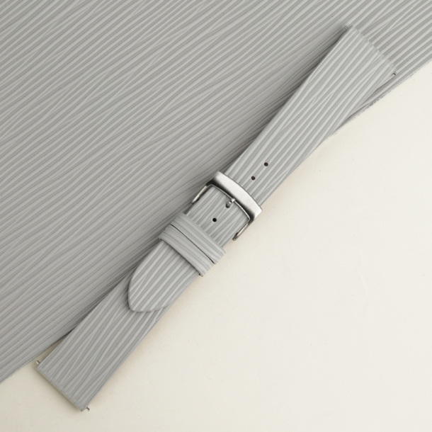 Light Grey Calfskin Watch Strap - Waves Texture