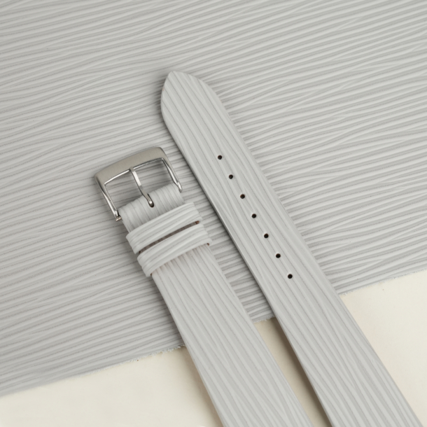 Light Grey Calfskin Watch Strap - Waves Texture