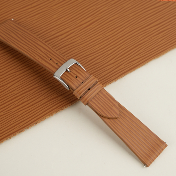 Golden Calfskin Watch Strap - Waves Texture
