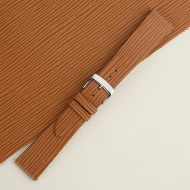 Golden Calfskin Watch Strap - Waves Texture