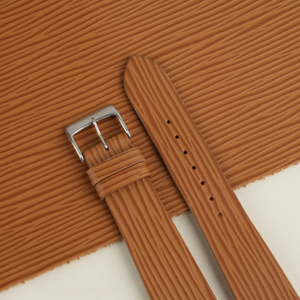 Golden Calfskin Watch Strap - Waves Texture