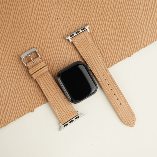 Beige Epi Leather Apple Watch Band