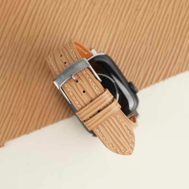 Beige Epi Leather Apple Watch Band