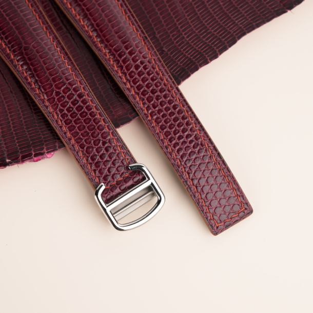 Padded Burgundy Lizard Leather Single Folding Watch Strap 3 Padded Burgundy Lizard Leather Single Folding Watch Strap