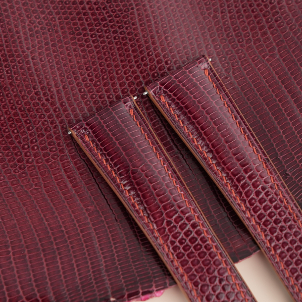 Padded Burgundy Lizard Leather Single Folding Watch Strap 6 Padded Burgundy Lizard Leather Single Folding Watch Strap