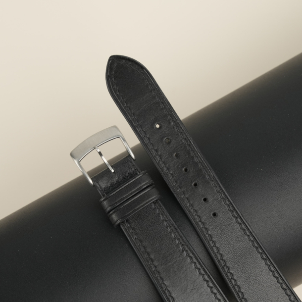 Black Smooth Calf Leather Watch Strap