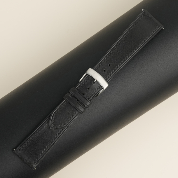 Black Smooth Calf Leather Watch Strap