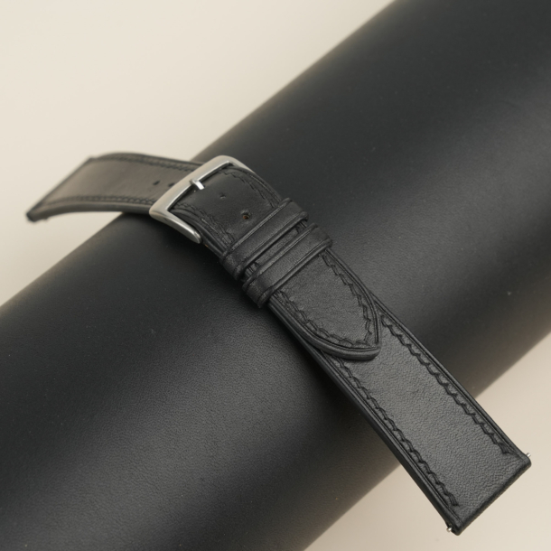 Black Smooth Calf Leather Watch Strap