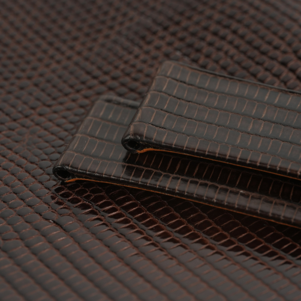 Folded Edge Dark Brown Lizard Leather Watch Strap 4 Folded Edge Dark Brown Lizard Leather Watch Strap