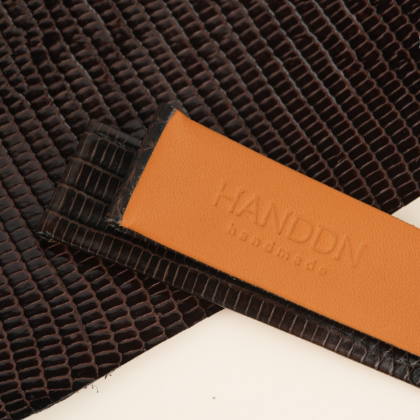Folded Edge Dark Brown Lizard Leather Watch Strap 6 Folded Edge Dark Brown Lizard Leather Watch Strap