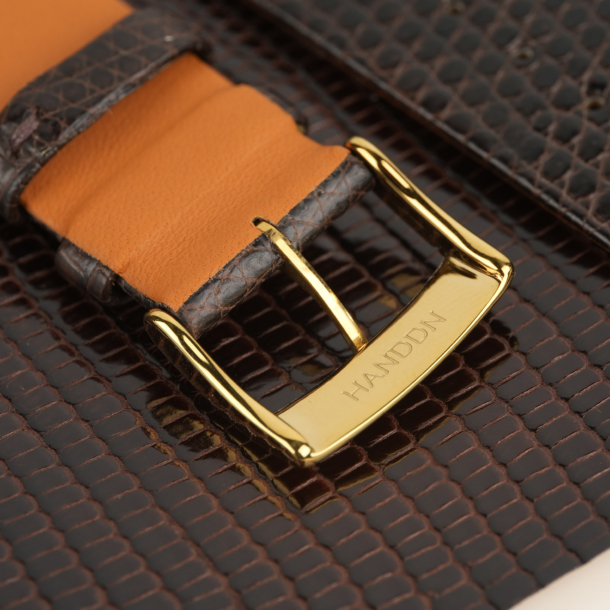 Folded Edge Dark Brown Lizard Leather Watch Strap 5 Folded Edge Dark Brown Lizard Leather Watch Strap