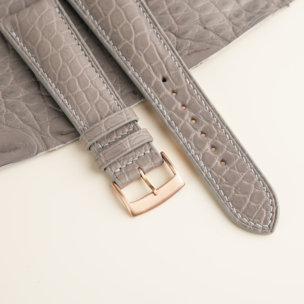 Curved End Cement Alligator Round Scales Alligator Leather Watch Strap