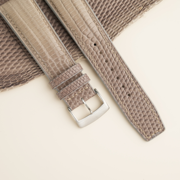 Light Grey Lizard Lining Brown Alran Sully Leather Watch Strap