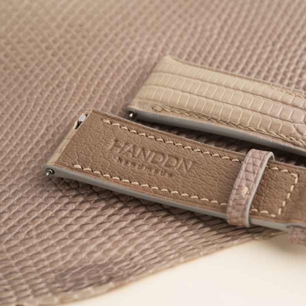 Light Grey Lizard Lining Brown Alran Sully Leather Watch Strap