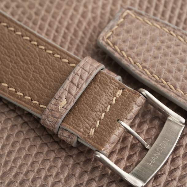 Light Grey Lizard Lining Brown Alran Sully Leather Watch Strap