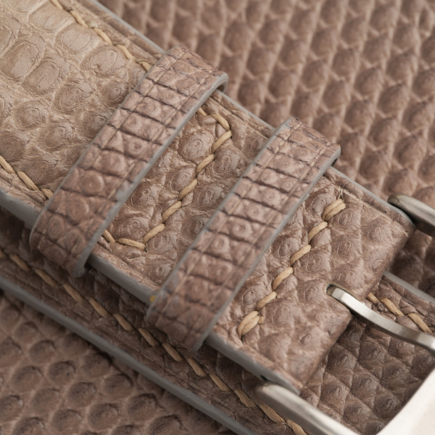 Light Grey Lizard Lining Brown Alran Sully Leather Watch Strap