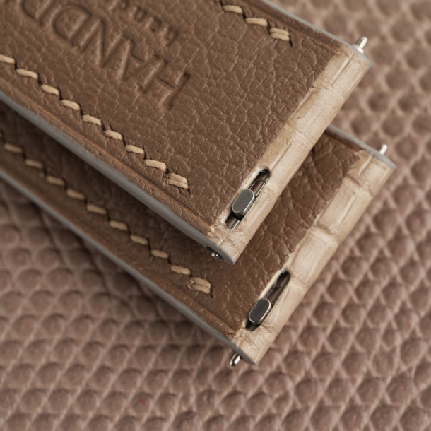 Light Grey Lizard Lining Brown Alran Sully Leather Watch Strap
